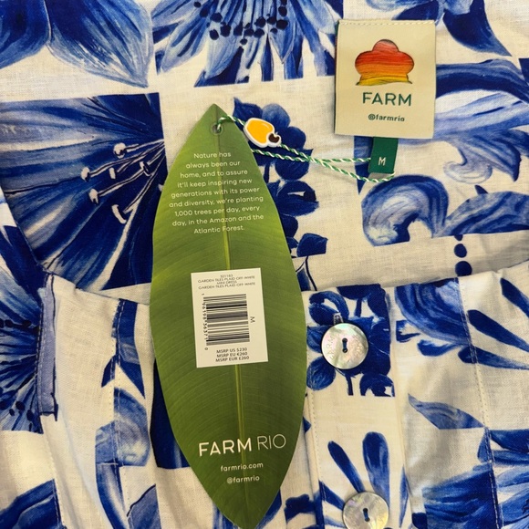 NWT Farm Rio Off-White Garden Tiles Plaid Mini Dress in Blue White Size M - Picture 12 of 14